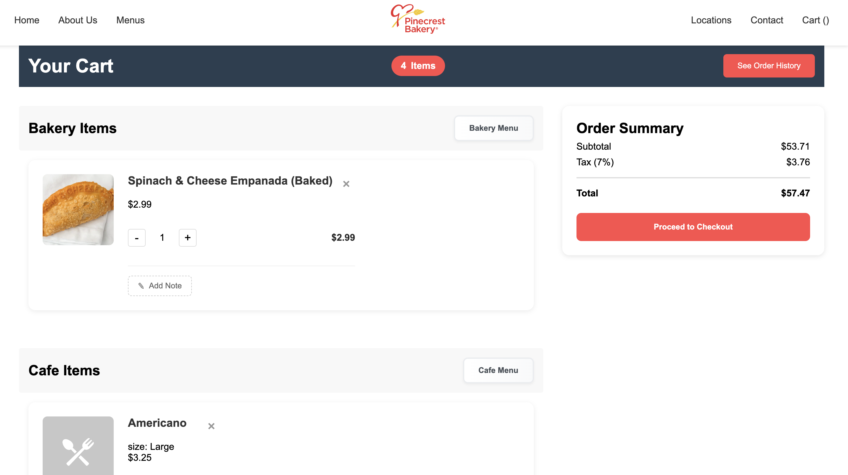 Pinecrest Bakery Website Preview