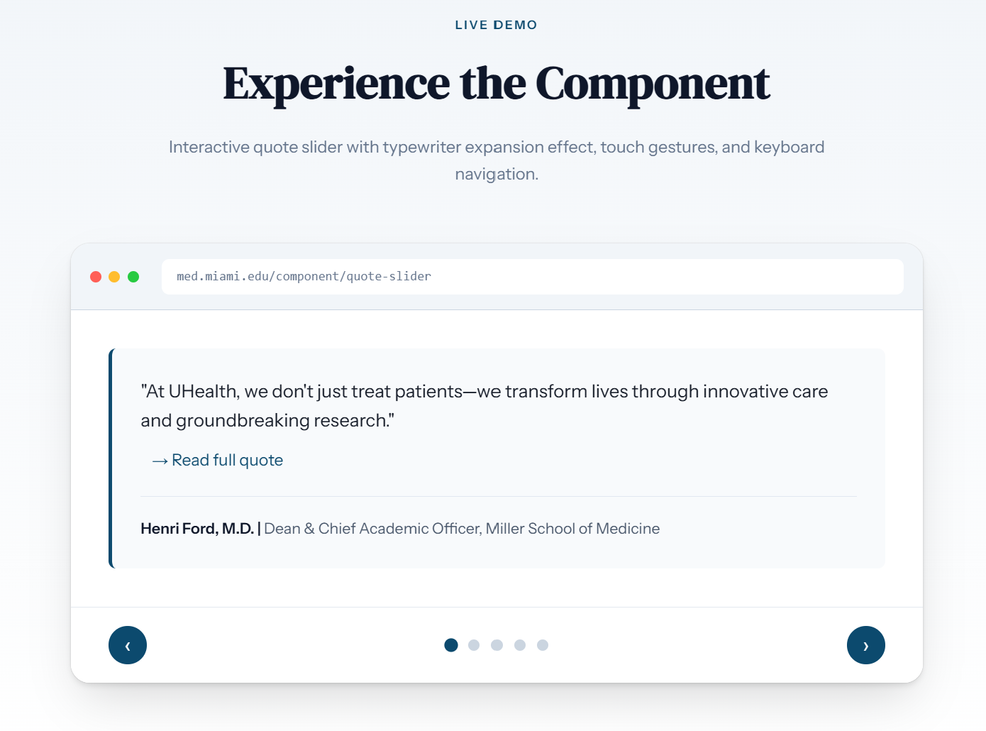 Medical Quote Slider Component